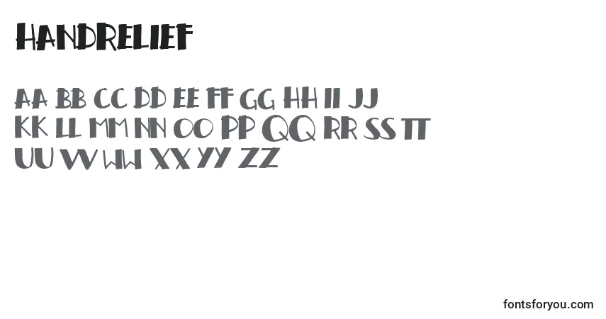 A fonte Handrelief – alfabeto, números, caracteres especiais