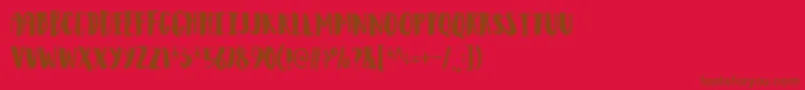 Observantdemo-fontti – ruskeat fontit punaisella taustalla