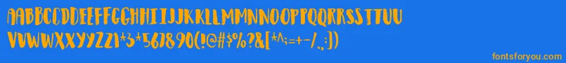 フォントObservantdemo – オレンジ色の文字が青い背景にあります。