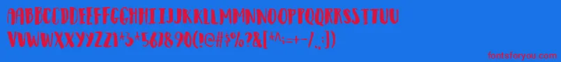 Observantdemo-Schriftart – Rote Schriften auf blauem Hintergrund