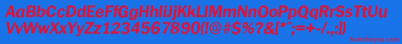 PlymouthserialXboldItalic Font – Red Fonts on Blue Background