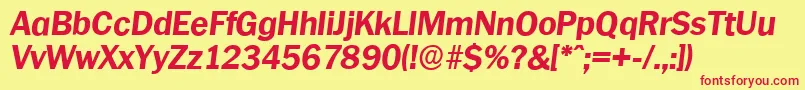 PlymouthserialXboldItalic Font – Red Fonts on Yellow Background