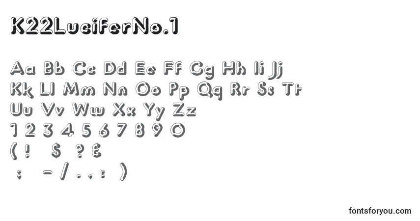 K22LuciferNo.1-fontti – aakkoset, numerot, erikoismerkit