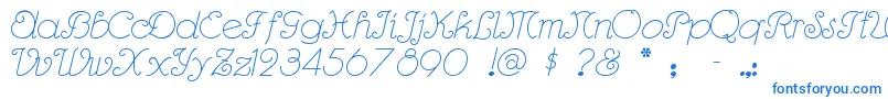 Rhumbasc-Schriftart – Blaue Schriften auf weißem Hintergrund