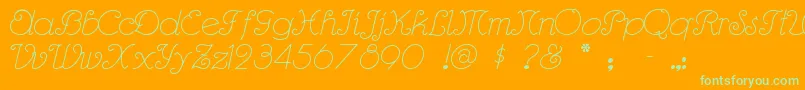 Rhumbasc-Schriftart – Grüne Schriften auf orangefarbenem Hintergrund