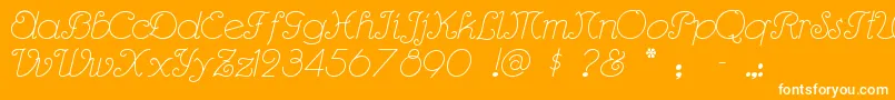 Rhumbasc-Schriftart – Weiße Schriften auf orangefarbenem Hintergrund