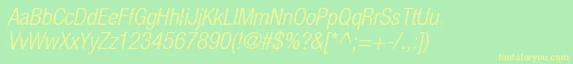 HelveticaneueltstdLtcno Font – Yellow Fonts on Green Background