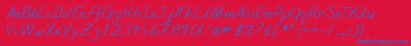 Lehn065 Font – Blue Fonts on Red Background