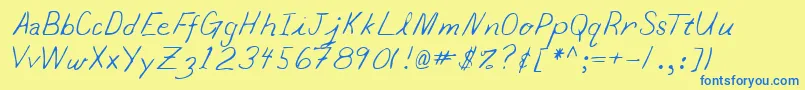 Lehn065-Schriftart – Blaue Schriften auf gelbem Hintergrund