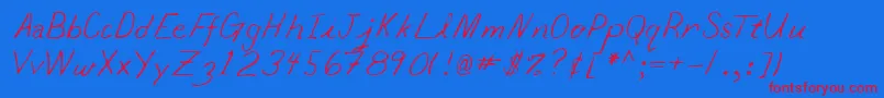 Lehn065 Font – Red Fonts on Blue Background