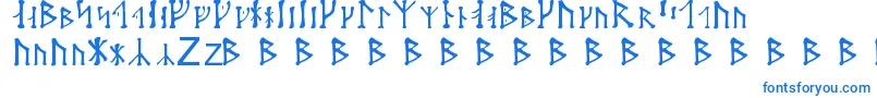 Futhark-Schriftart – Blaue Schriften auf weißem Hintergrund