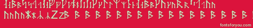 フォントFuthark – 赤い背景に緑の文字