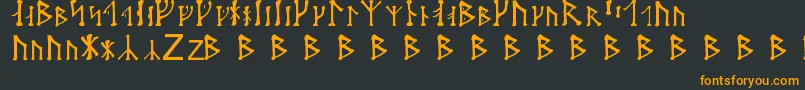 Futhark-Schriftart – Orangefarbene Schriften auf schwarzem Hintergrund