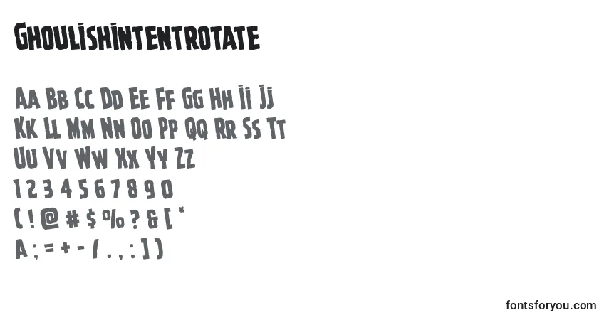 Ghoulishintentrotate Font – alphabet, numbers, special characters