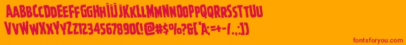 Ghoulishintentrotate-Schriftart – Rote Schriften auf orangefarbenem Hintergrund