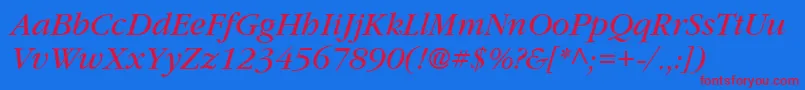 Garrymondrian4Bookitalicsh Font – Red Fonts on Blue Background