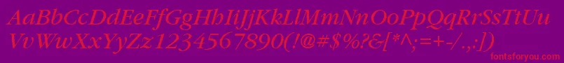Garrymondrian4Bookitalicsh-Schriftart – Rote Schriften auf violettem Hintergrund
