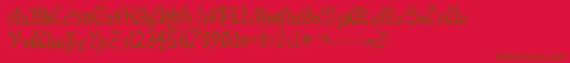 Isabella-Schriftart – Braune Schriften auf rotem Hintergrund