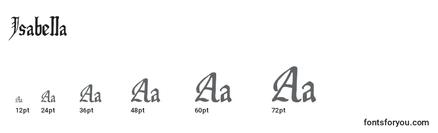 Размеры шрифта Isabella