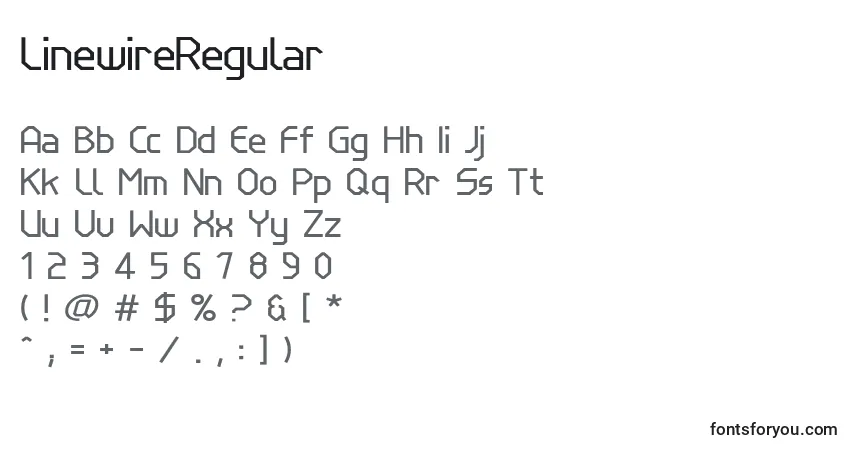 Czcionka LinewireRegular – alfabet, cyfry, specjalne znaki