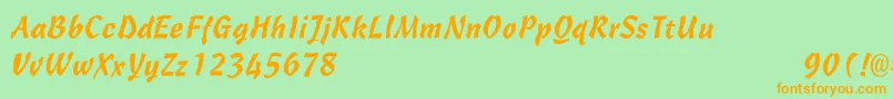 CantineLight Font – Orange Fonts on Green Background