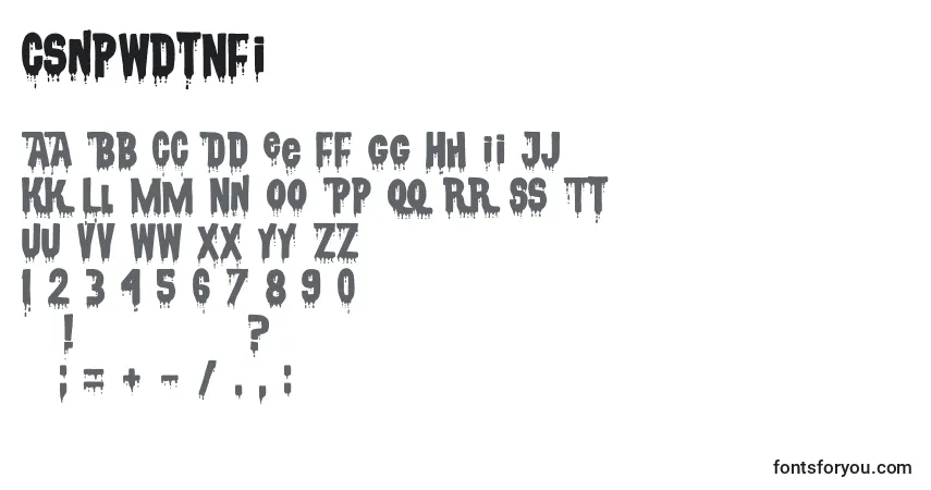 Schriftart CsnpwdtNfi – Alphabet, Zahlen, spezielle Symbole