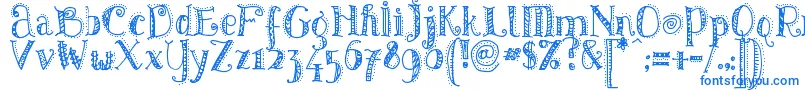 PatternsDots-Schriftart – Blaue Schriften auf weißem Hintergrund