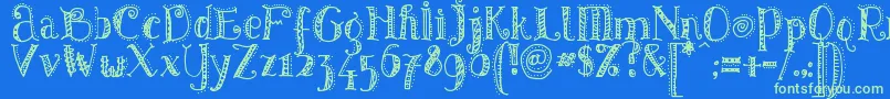 PatternsDots-Schriftart – Grüne Schriften auf blauem Hintergrund