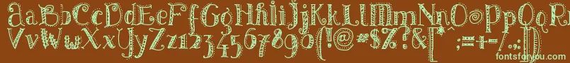 PatternsDots Font – Green Fonts on Brown Background