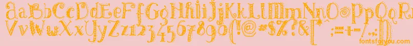 PatternsDots-Schriftart – Orangefarbene Schriften auf rosa Hintergrund