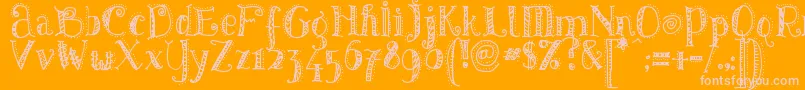 PatternsDots-Schriftart – Rosa Schriften auf orangefarbenem Hintergrund