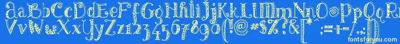 PatternsDots-Schriftart – Gelbe Schriften auf blauem Hintergrund