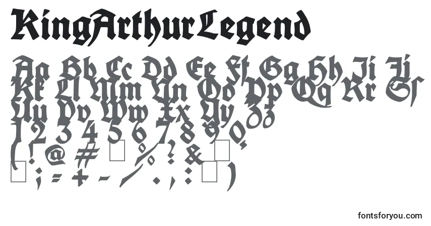 Czcionka KingArthurLegend – alfabet, cyfry, specjalne znaki
