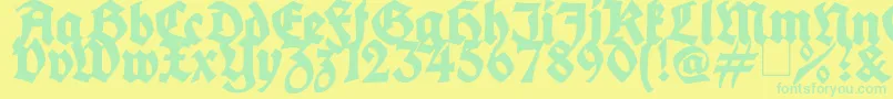 Fonte KingArthurLegend – fontes verdes em um fundo amarelo