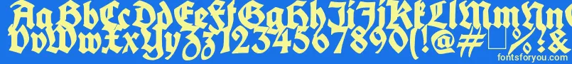KingArthurLegend Font – Yellow Fonts on Blue Background