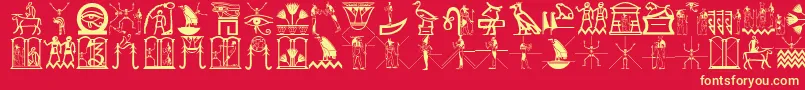 Hellocleopetra Font – Yellow Fonts on Red Background