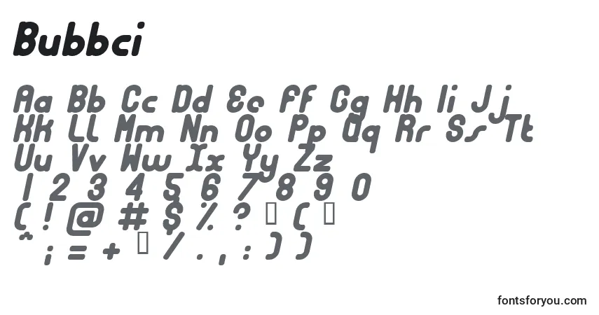Fuente Bubbci - alfabeto, números, caracteres especiales