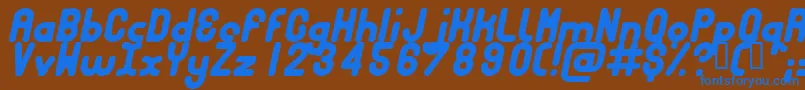 Bubbci-Schriftart – Blaue Schriften auf braunem Hintergrund