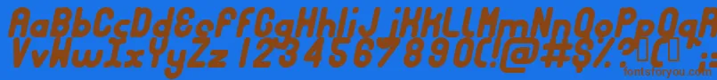 フォントBubbci – 茶色の文字が青い背景にあります。