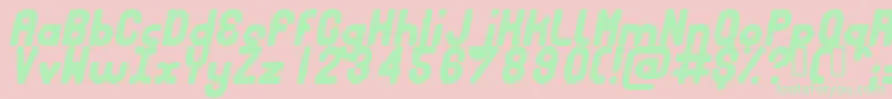 Bubbci-Schriftart – Grüne Schriften auf rosa Hintergrund