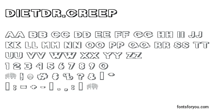 A fonte DietDr.Creep – alfabeto, números, caracteres especiais