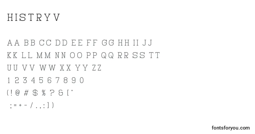 Fuente HistryV - alfabeto, números, caracteres especiales
