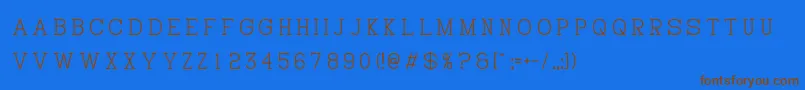 フォントHistryV – 茶色の文字が青い背景にあります。