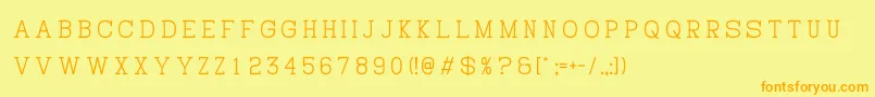 フォントHistryV – オレンジの文字が黄色の背景にあります。
