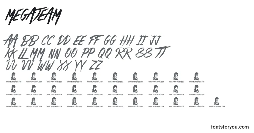 Czcionka MegaTeam – alfabet, cyfry, specjalne znaki