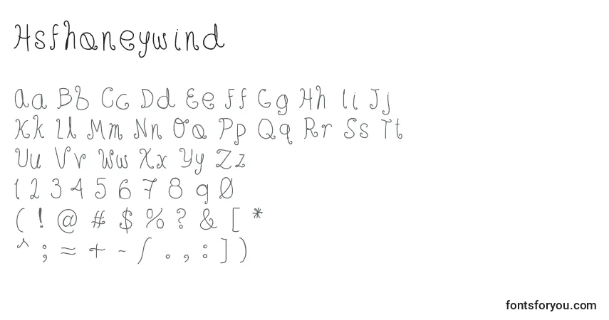 Czcionka Hsfhoneywind – alfabet, cyfry, specjalne znaki