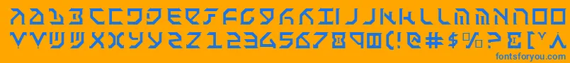 フォントFantazianLight – オレンジの背景に青い文字