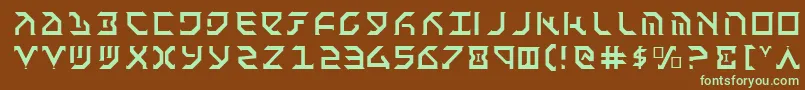フォントFantazianLight – 緑色の文字が茶色の背景にあります。