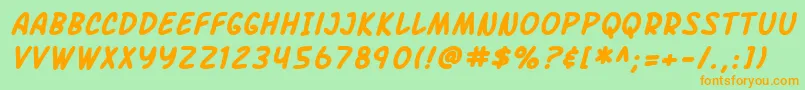 SfArchRivalBoldItalic-Schriftart – Orangefarbene Schriften auf grünem Hintergrund