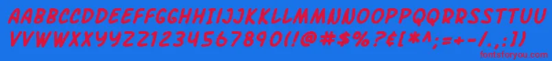 SfArchRivalBoldItalic Font – Red Fonts on Blue Background